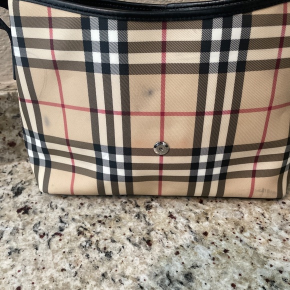 BURBERRY Nova Check Beige Canvas Leather Handbag - Picture 10 of 11